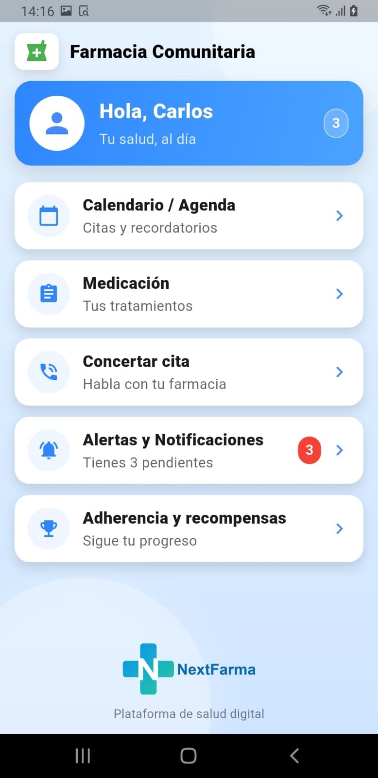 App Mi Farmacia - pantalla principal