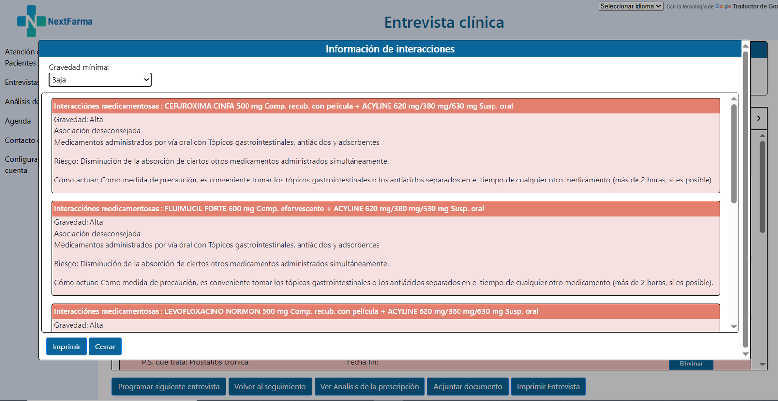 Análisis de prescripción en escritorio